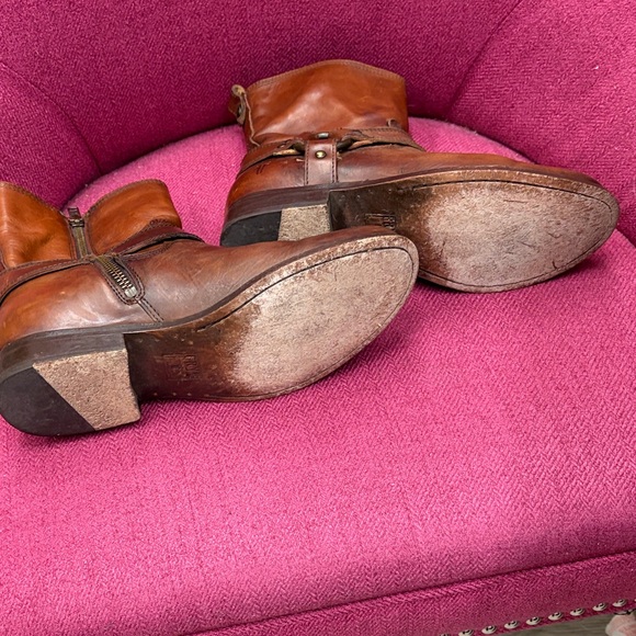 Frye Tan Brown Leather Harness Ankle Boots - Picture 10 of 10